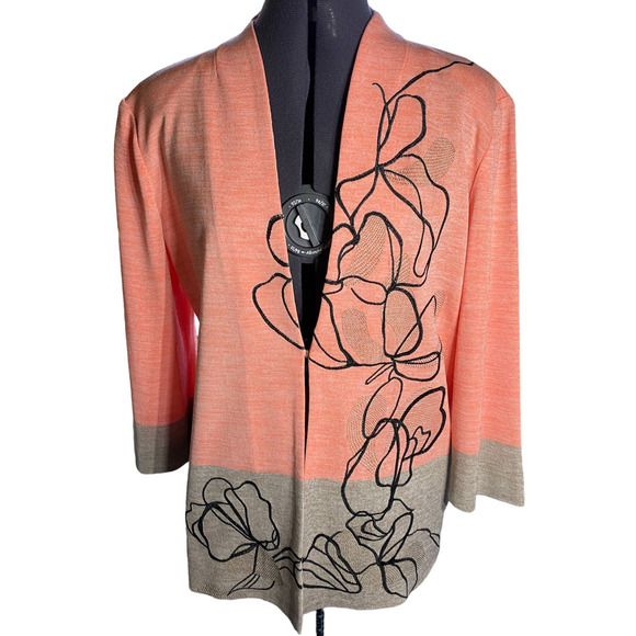 Old Money Misook Womens M Cardigan Grandmacore Floral Retro Career Mid Jacket - Picture 1 of 8